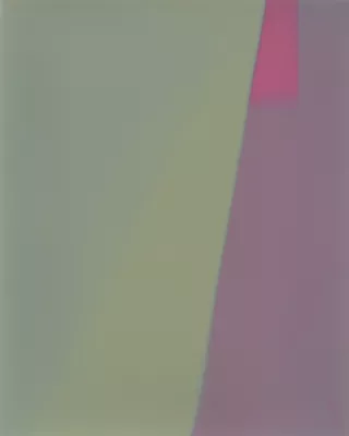 Abstract photograph of solid colors. A light blue-olive green dominates with a slice of pink vertically from top left to center bottom hugs the right side.